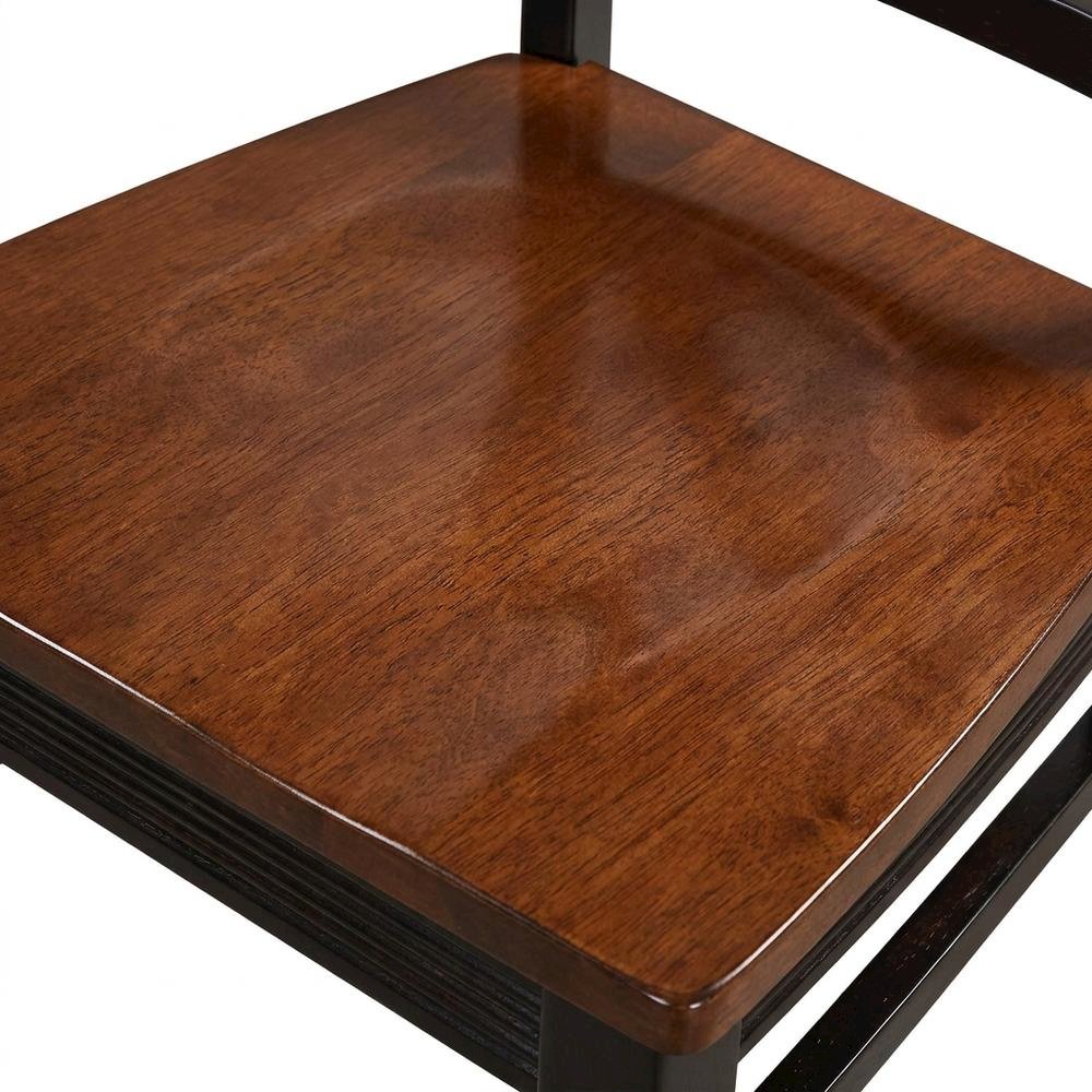Solid Wood X-Back Dining Chair, Black & Cherry, Set of 2