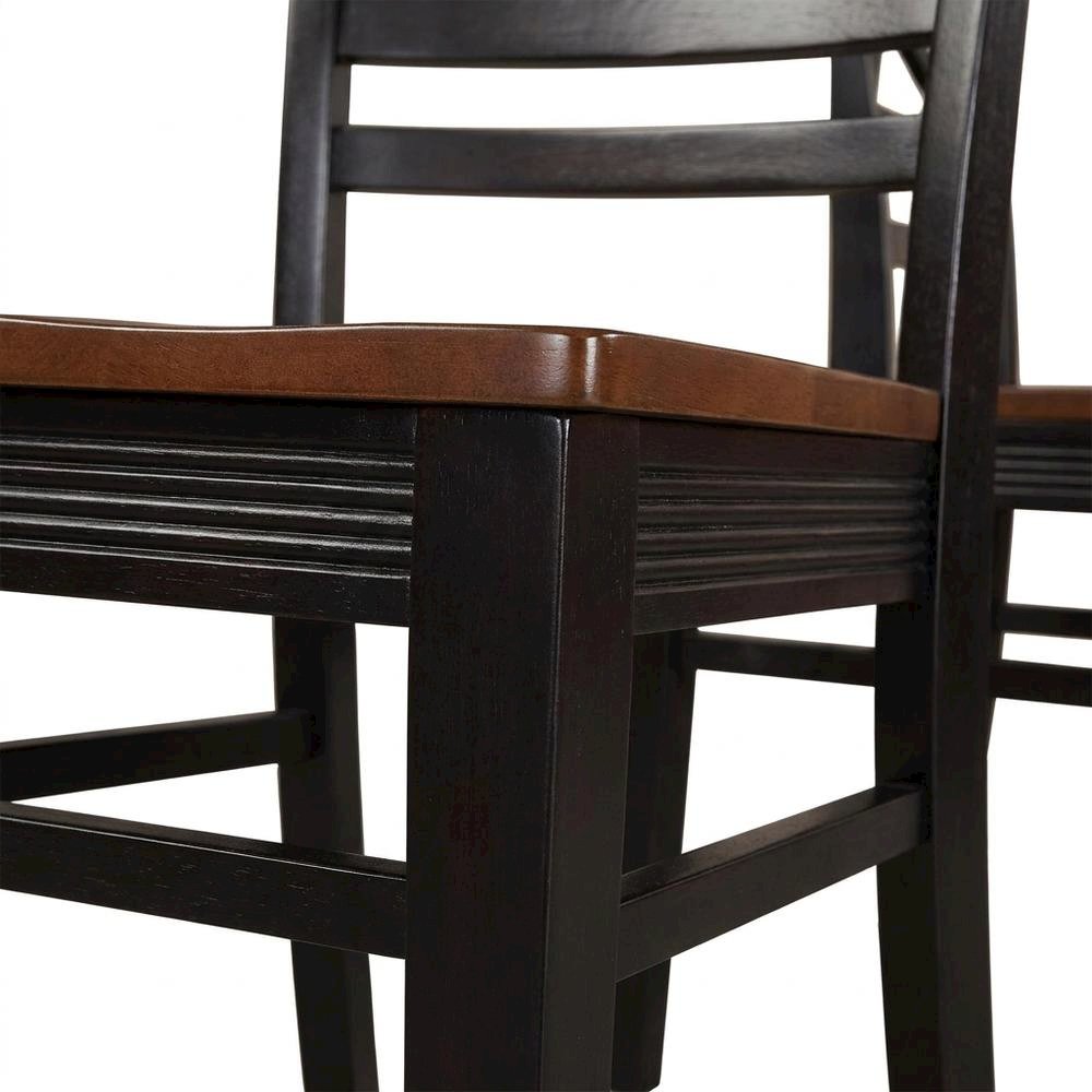 Solid Wood X-Back Dining Chair, Black & Cherry, Set of 2