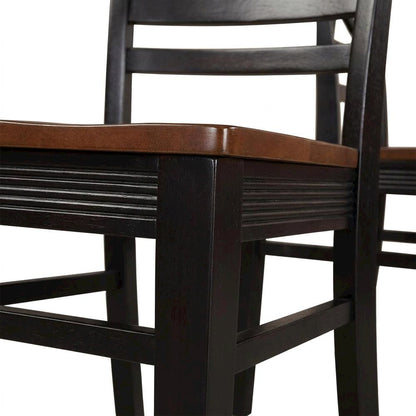 Solid Wood X-Back Dining Chair, Black & Cherry, Set of 2