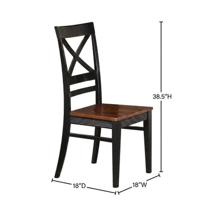 Solid Wood X-Back Dining Chair, Black & Cherry, Set of 2