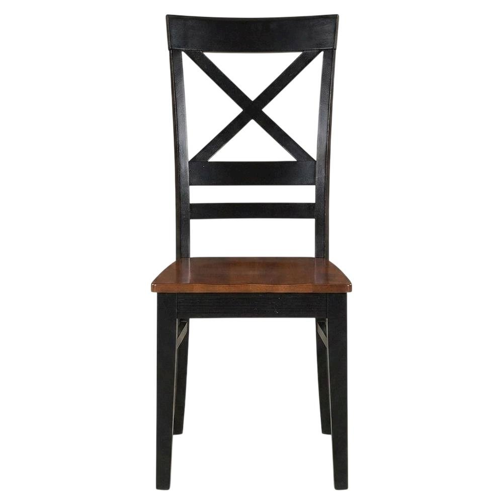 Solid Wood X-Back Dining Chair, Black & Cherry, Set of 2