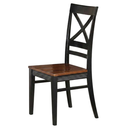 Solid Wood X-Back Dining Chair, Black & Cherry, Set of 2