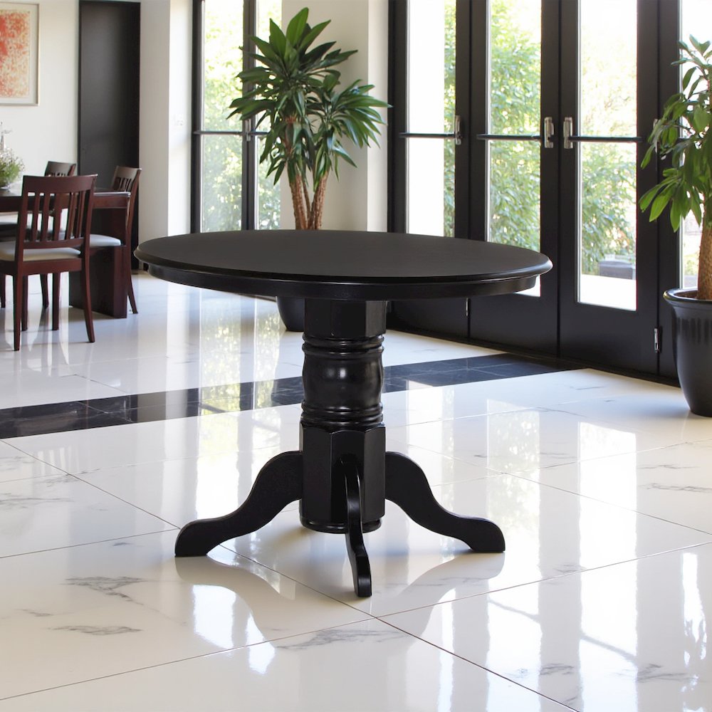 Elegant Round Kitchen Table – 42-Inch Black Small Dining Table