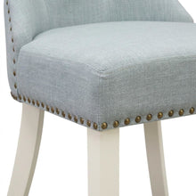 Linen Parsons Dining Chairs, Button-Tufted High Back, Baby Blue, Set of 2