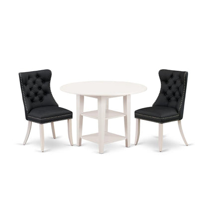 3 Piece Dining Table Set Consists of a Round Kitchen Table