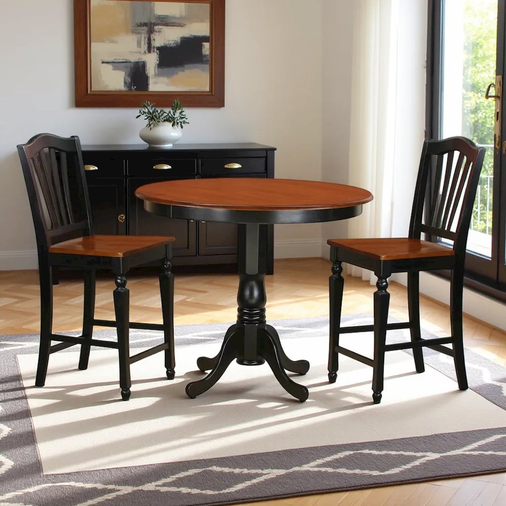 Elegant High Top Table and Chairs – 3 Piece Dining Table Set