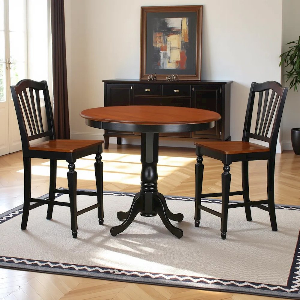 Elegant High Top Table and Chairs – 3 Piece Dining Table Set