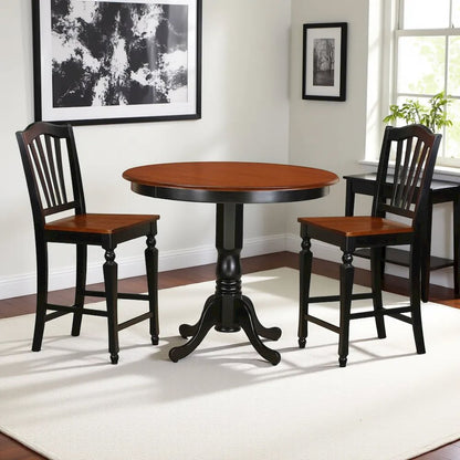 Elegant High Top Table and Chairs – 3 Piece Dining Table Set