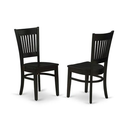 Wood Dining Room Chair with Slat Back and Solid Wood Seat, Brown, Set of 2