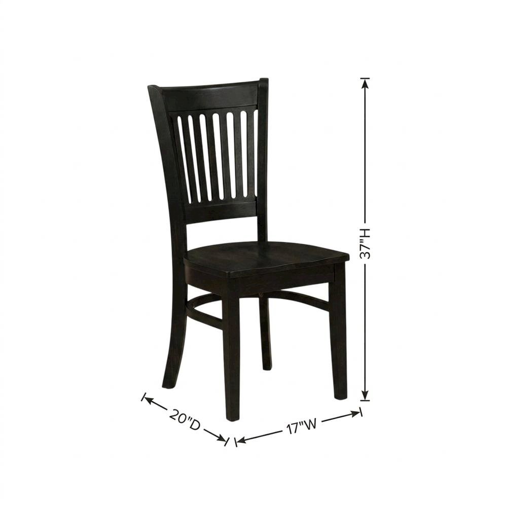 Wood Dining Room Chair with Slat Back and Solid Wood Seat, Brown, Set of 2