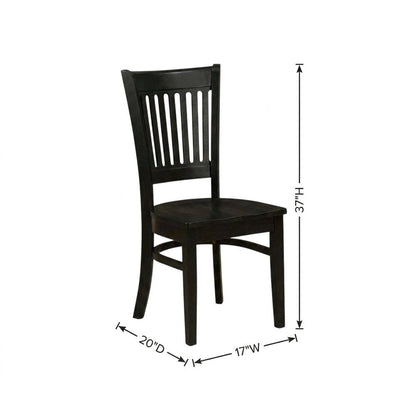 Wood Dining Room Chair with Slat Back and Solid Wood Seat, Brown, Set of 2