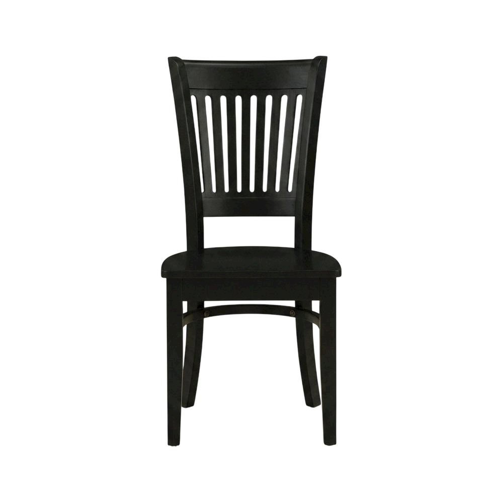 Wood Dining Room Chair with Slat Back and Solid Wood Seat, Brown, Set of 2