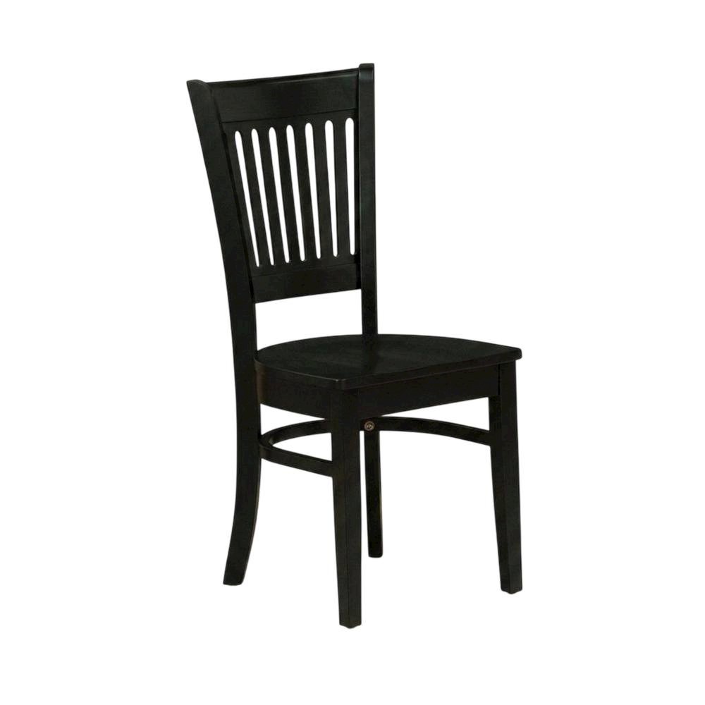Wood Dining Room Chair with Slat Back and Solid Wood Seat, Brown, Set of 2