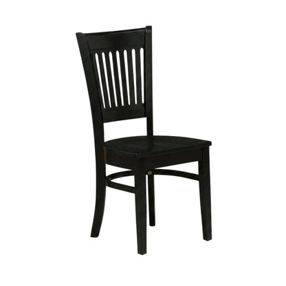 Wood Dining Room Chair with Slat Back and Solid Wood Seat, Brown, Set of 2