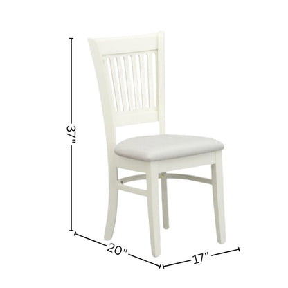 Linen White Dining Chair, Fabric Seat, Slatted Back, Set of 2, Rubberwood