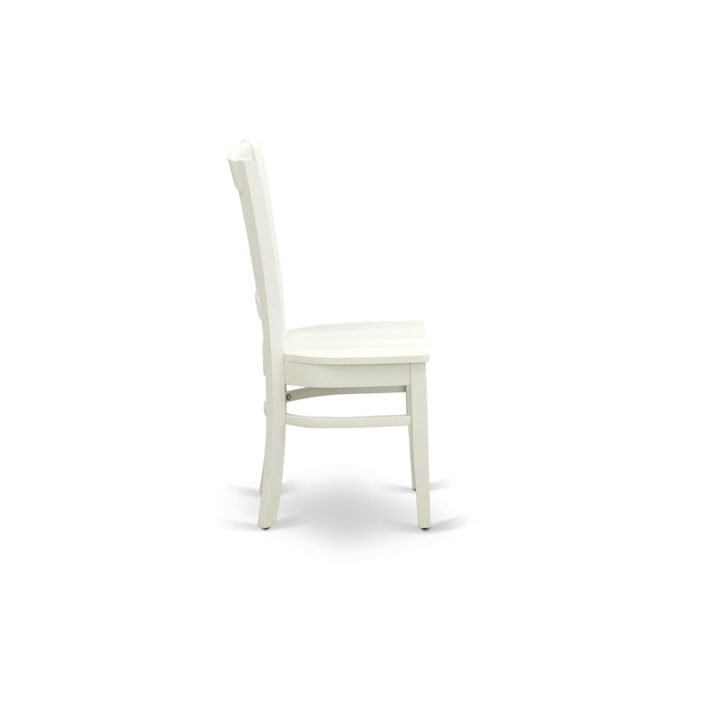 AMVA3-LWH-W - 3-Pc Dining Room Table Set- 2 Dining Room Chair and Dining Table - Wooden Seat and Slatted Chair Back (Linen White Finish)