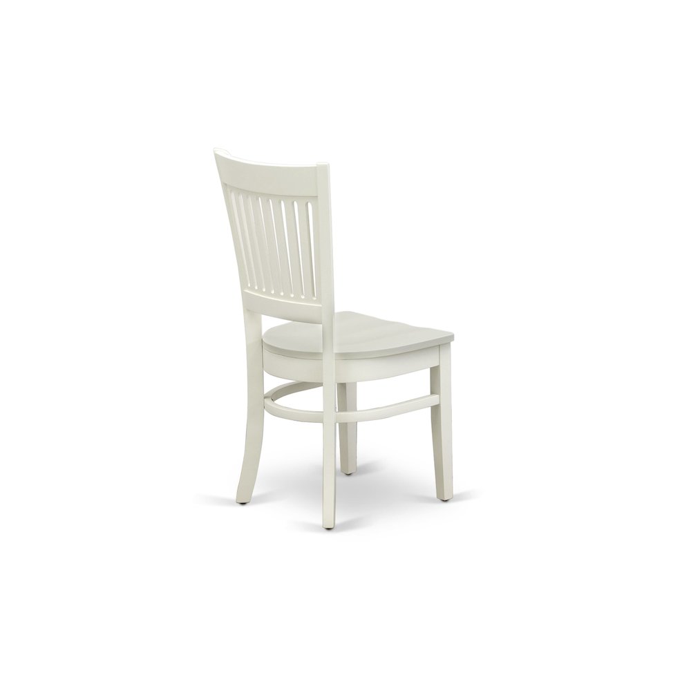 AMVA3-LWH-W - 3-Pc Dining Room Table Set- 2 Dining Room Chair and Dining Table - Wooden Seat and Slatted Chair Back (Linen White Finish)