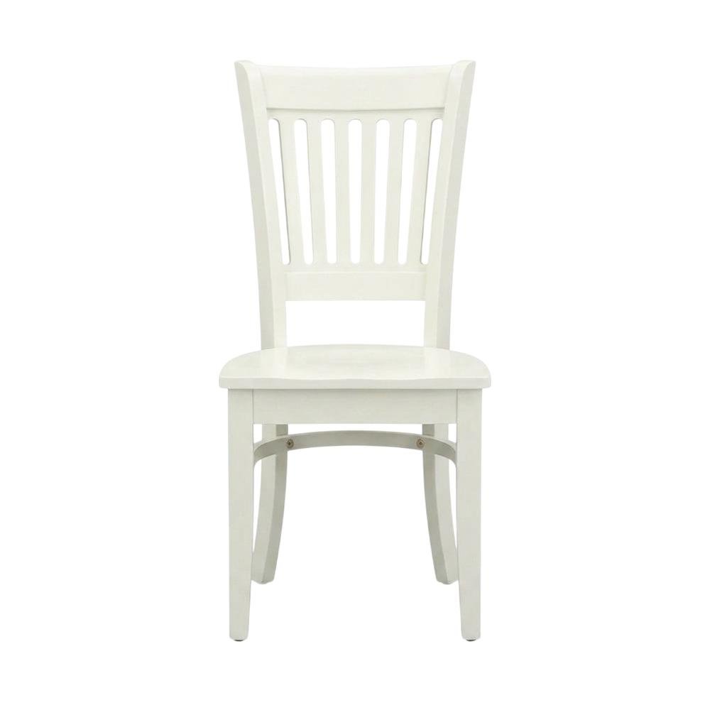 Wooden Dining Chair with Slat Back, Wood Kitchen Chair, White, Set of 2