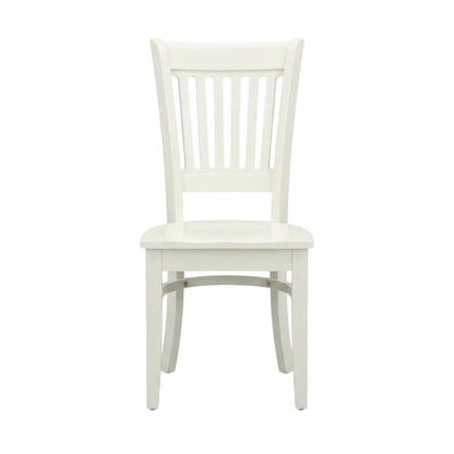 Wooden Dining Chair with Slat Back, Wood Kitchen Chair, White, Set of 2