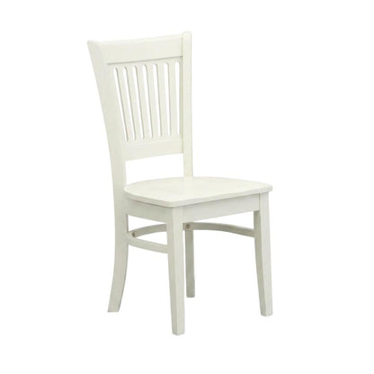 Wooden Dining Chair with Slat Back, Wood Kitchen Chair, White, Set of 2