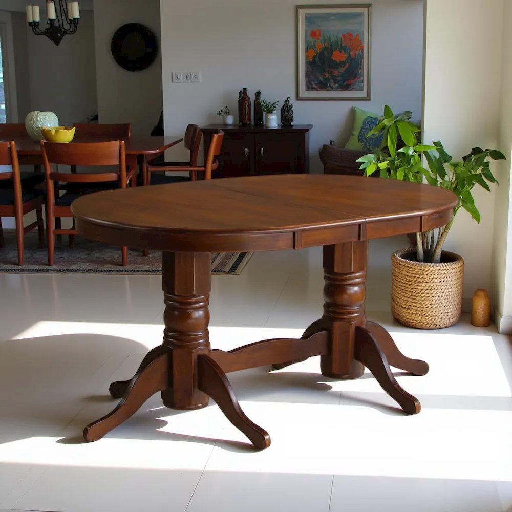 Elegant Oval Dining Table – Solid Wood Round Dining Table for 6
