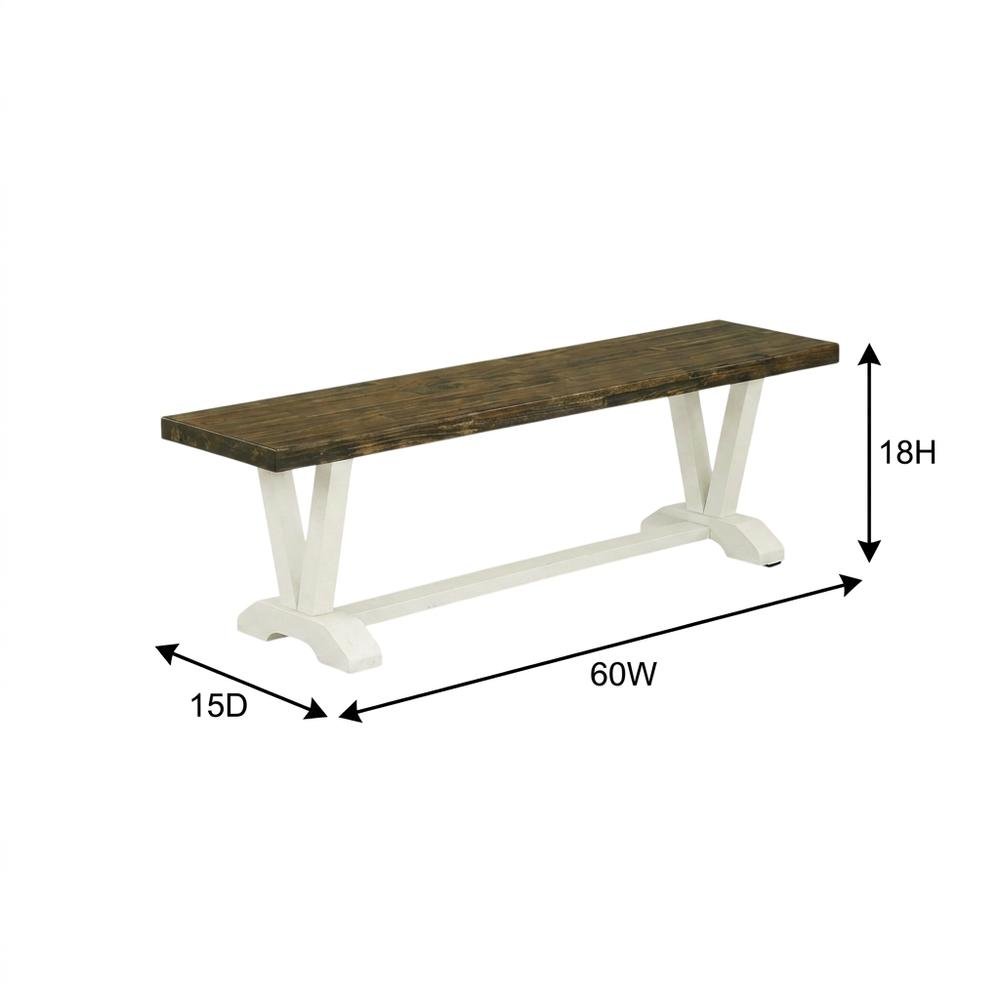 V-Style Modern Wood Dining Bench with Seat for Dining Room, Brown