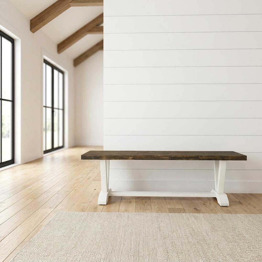 V-Style Modern Wood Dining Bench with Seat for Dining Room, Brown