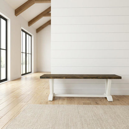 V-Style Modern Wood Dining Bench with Seat for Dining Room, Brown