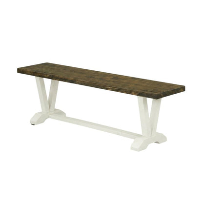 V-Style Modern Wood Dining Bench with Seat for Dining Room, Brown