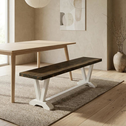 V-Style Modern Wood Dining Bench with Seat for Dining Room, Brown