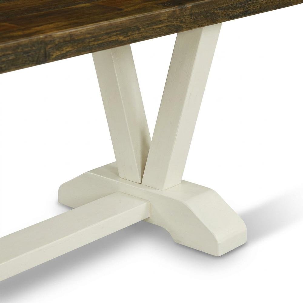 Wooden Dining Bench with V-Style Base, Indoor Bench