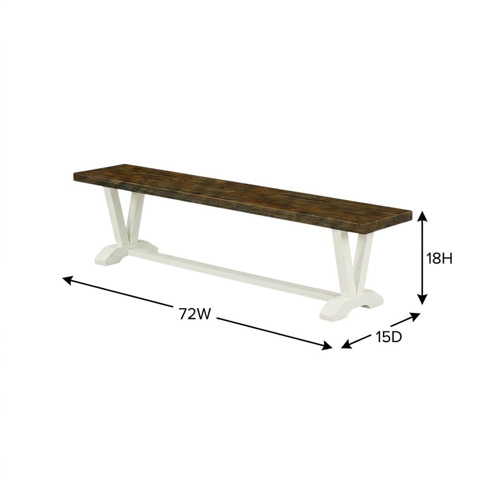 Wooden Dining Bench with V-Style Base, Indoor Bench