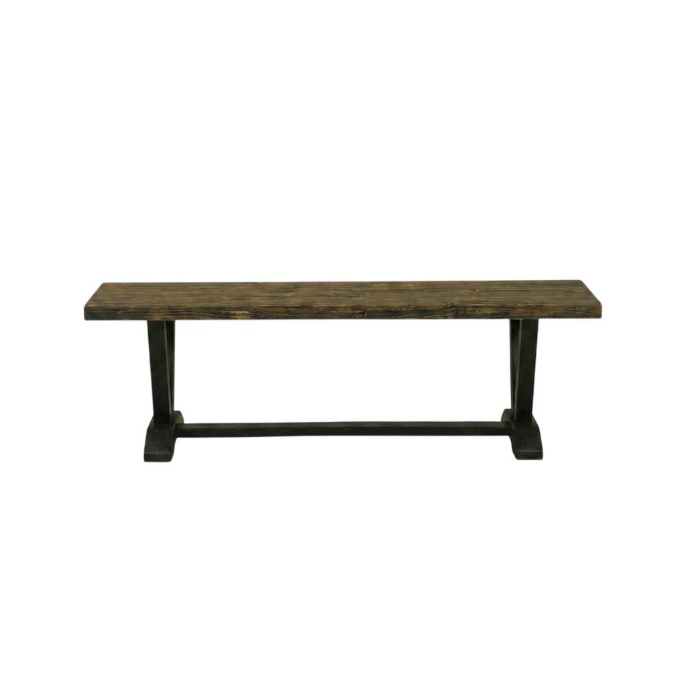 Wooden Dining Bench with V-Style Base, Brown/Brown