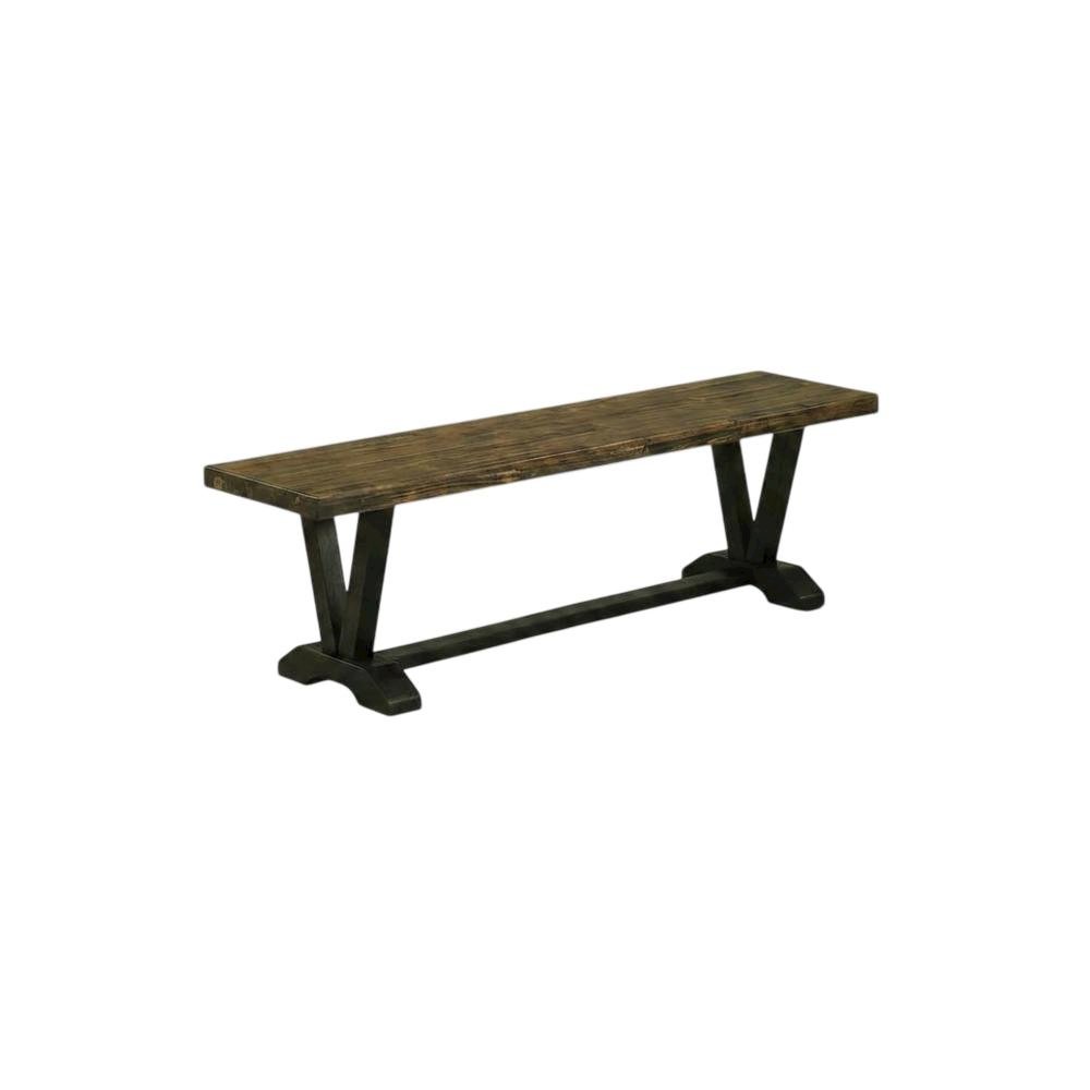 Wooden Dining Bench with V-Style Base, Brown/Brown
