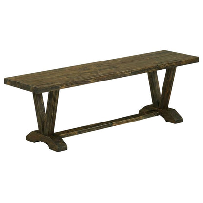 Mid-Century Modern Wooden Dining Bench with V-Style Base for Dining Room