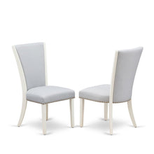 Linen Fabric Parsons Dining Chairs with Nail Head and Wood Frame, Grey, Set of 2