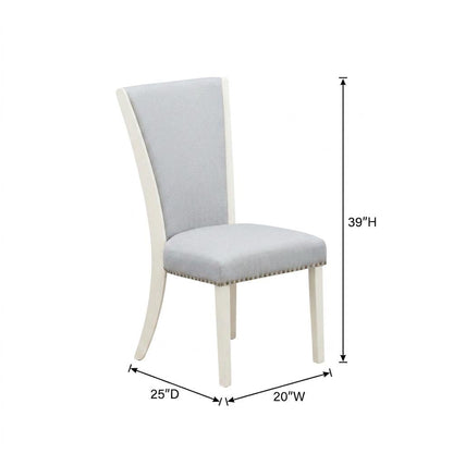 Linen Fabric Parsons Dining Chairs with Nail Head and Wood Frame, Grey, Set of 2