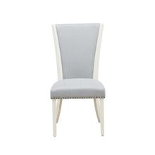 Linen Fabric Parsons Dining Chairs with Nail Head and Wood Frame, Grey, Set of 2