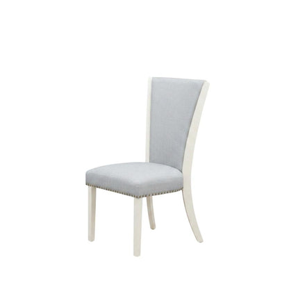 Linen Fabric Parsons Dining Chairs with Nail Head and Wood Frame, Grey, Set of 2