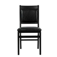 Solid Wood Dining Chairs with PU Leather Seat, 3-X Back, Set of 2, Black