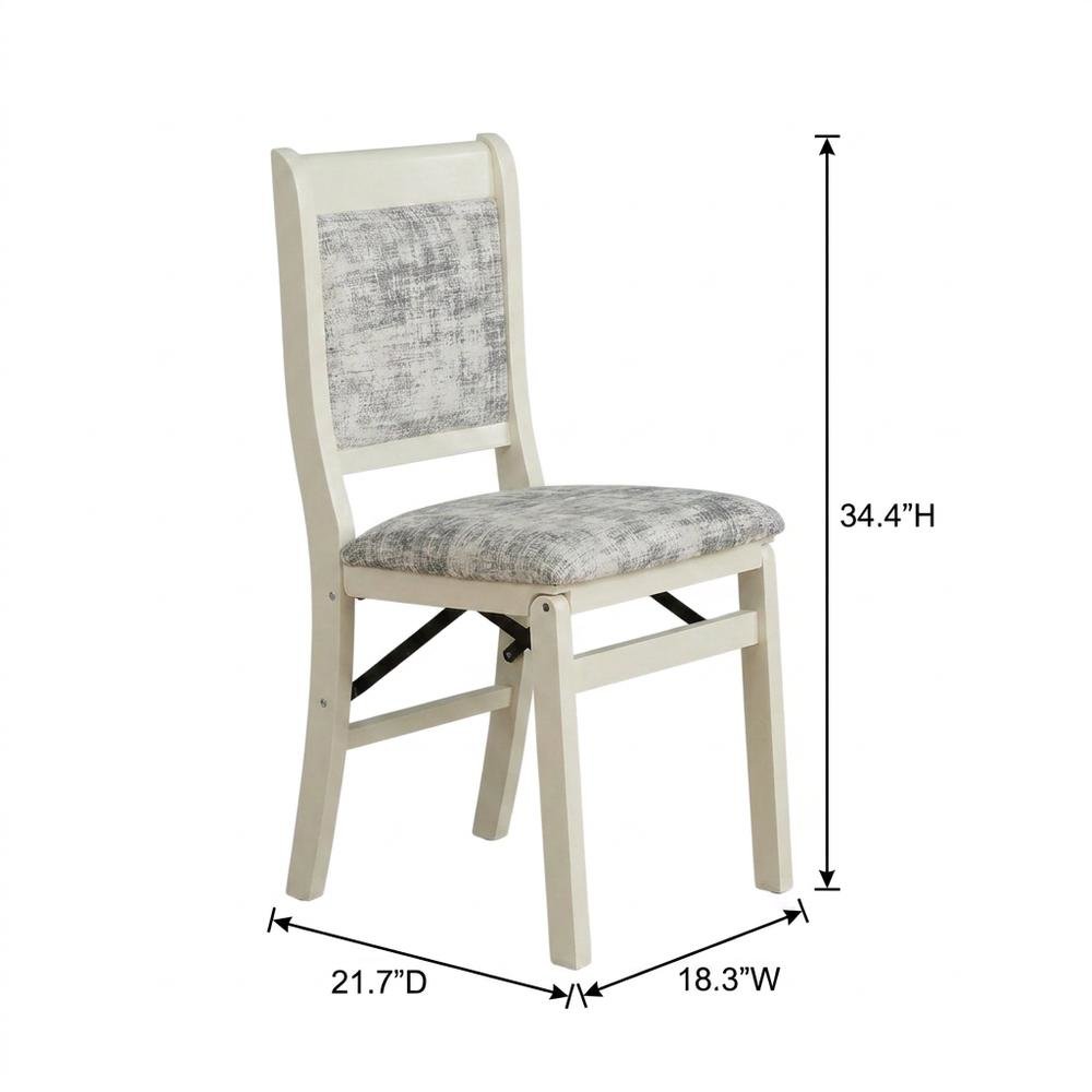 Solid Wood Dining Chairs with PU Leather Seat, 3-X Back, Set of 2, Linen White