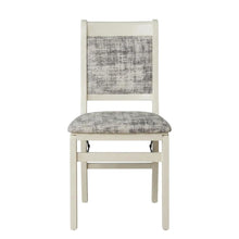Solid Wood Dining Chairs with PU Leather Seat, 3-X Back, Set of 2, Linen White