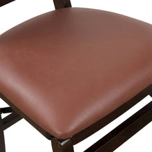 Solid Wood Dining Chairs with PU Leather Seat, 3-X Back, Set of 2, Mahogany