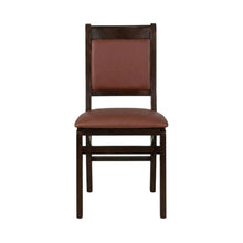 Solid Wood Dining Chairs with PU Leather Seat, 3-X Back, Set of 2, Mahogany