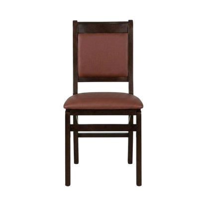 Solid Wood Dining Chairs with PU Leather Seat, 3-X Back, Set of 2, Mahogany