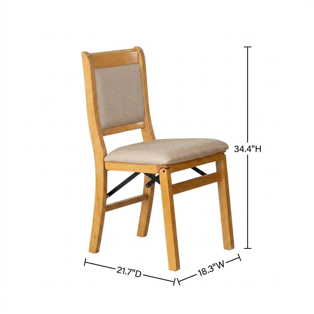 Solid Wood Dining Chairs with PU Leather Seat, 3-X Back, Set of 2, Oak