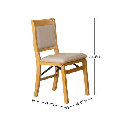 Solid Wood Dining Chairs with PU Leather Seat, 3-X Back, Set of 2, Oak