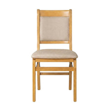 Solid Wood Dining Chairs with PU Leather Seat, 3-X Back, Set of 2, Oak