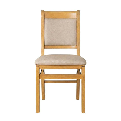 Solid Wood Dining Chairs with PU Leather Seat, 3-X Back, Set of 2, Oak