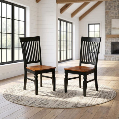 Wooden Dining Chair with Cherry Finish, Kitchen Chair for Dining Room Table, Set of 2
